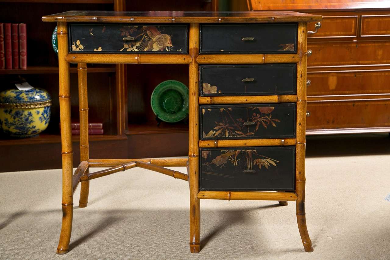 Victorian Chinoiserie Bamboo Desk For Sale 5