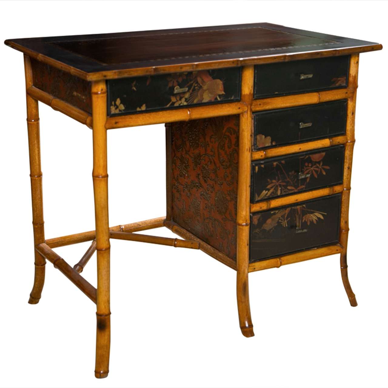 Victorian Chinoiserie Bamboo Desk For Sale