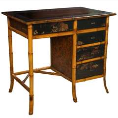 Antique Victorian Chinoiserie Bamboo Desk