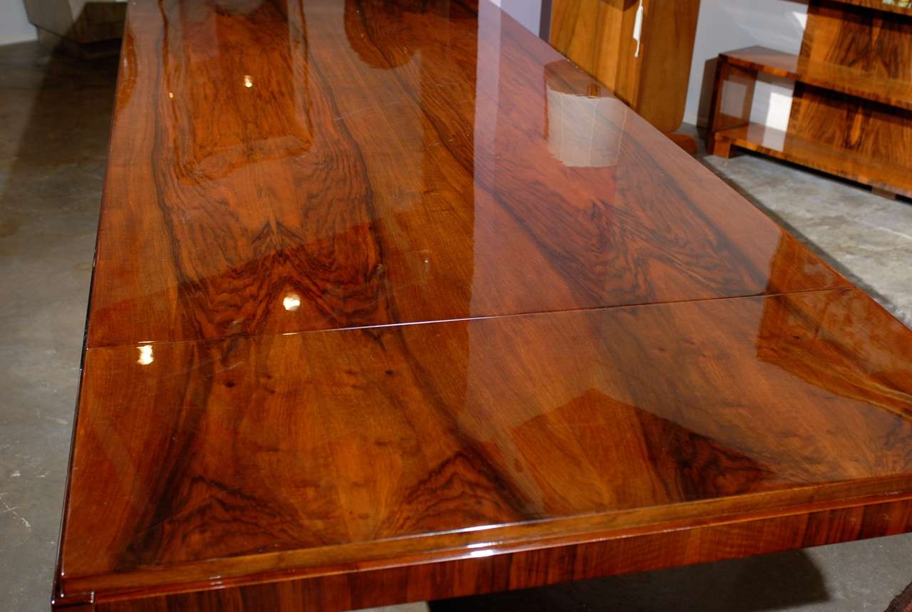 20th Century Art Deco Walnut Dining Table with Curved Base