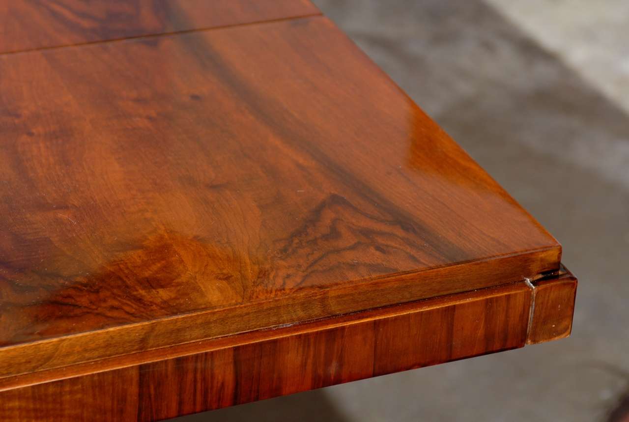 Art Deco Walnut Dining Table with Curved Base 1