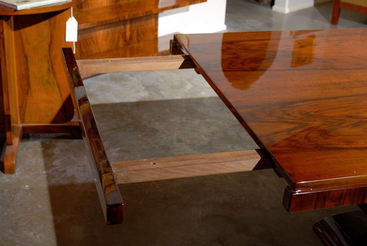 Art Deco Walnut Dining Table with Curved Base 2