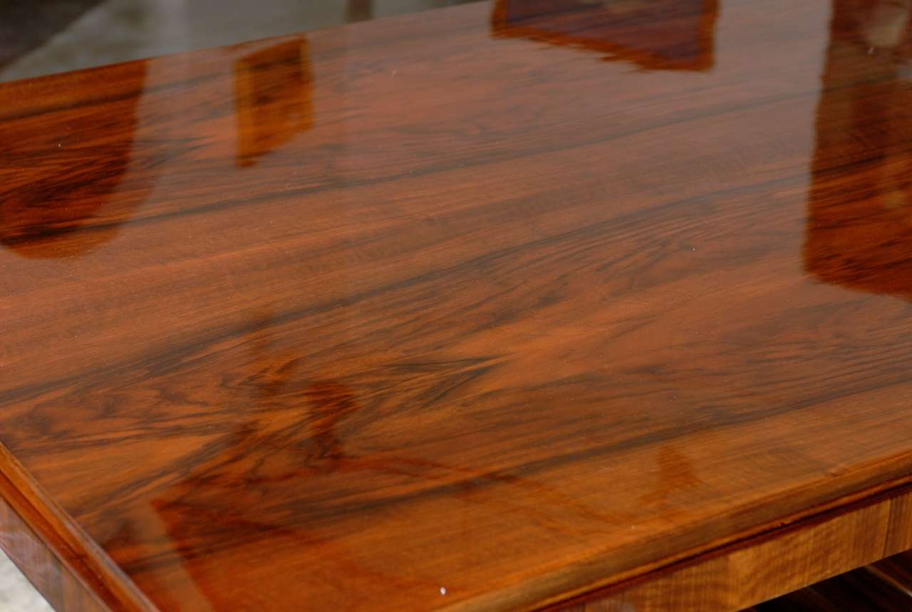 Art Deco Walnut Dining Table with Curved Base 4