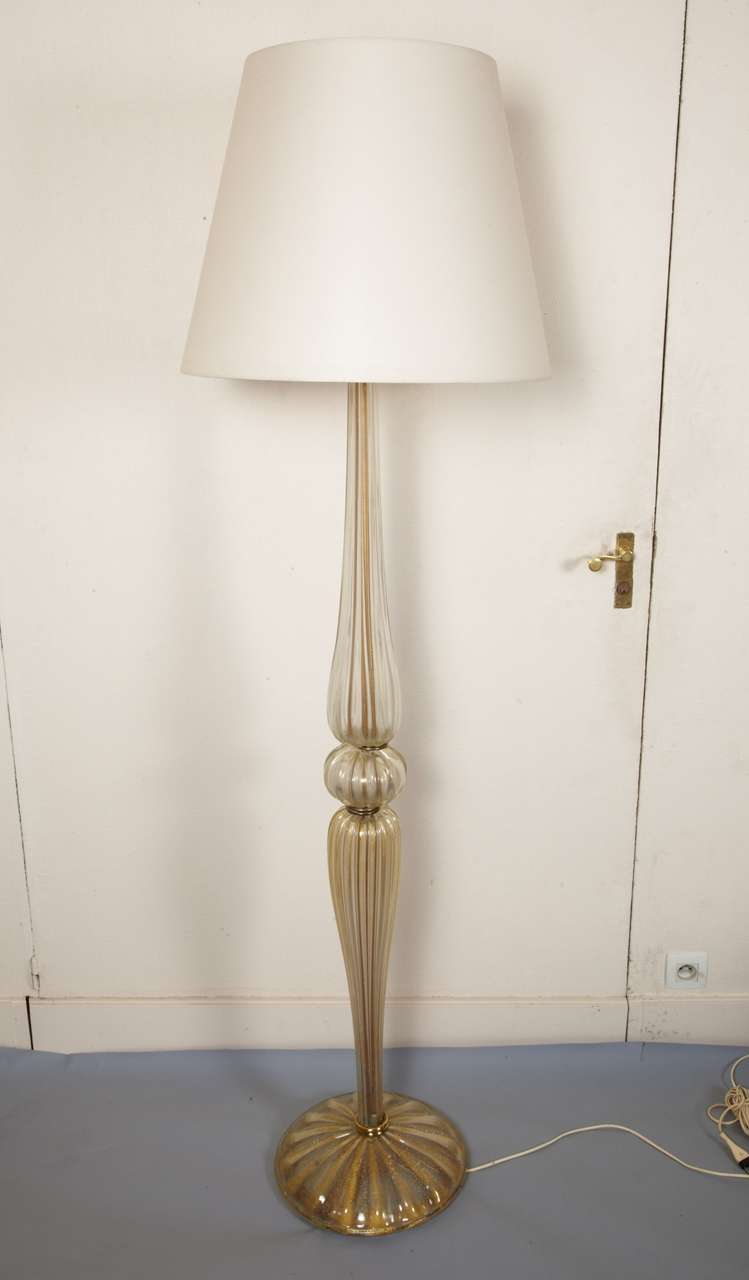 Murano Glass Floor Lamp 1940 S For At 1stdibs Important Murano Glass Floor Lamp 1940 S Typical White With Gold Spangles For