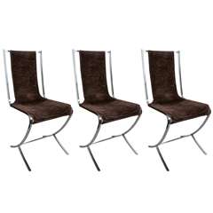 Ten chromed Steel Chairs by Maison Jansen, 1970s 11