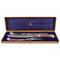 Vintage A Fine Quality Three-Piece Silver Mounted Carving Set by Mappin & Webb 