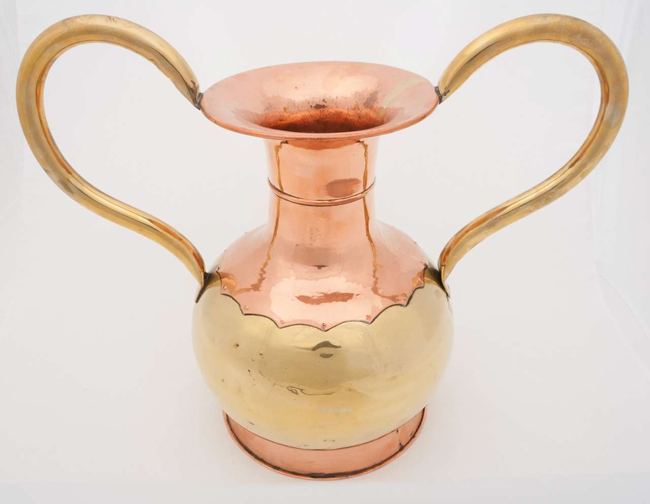Early 20th Century Large Brass and Copper Two Handled Ewer