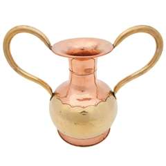 Early 20th Century Large Brass and Copper Two Handled Ewer