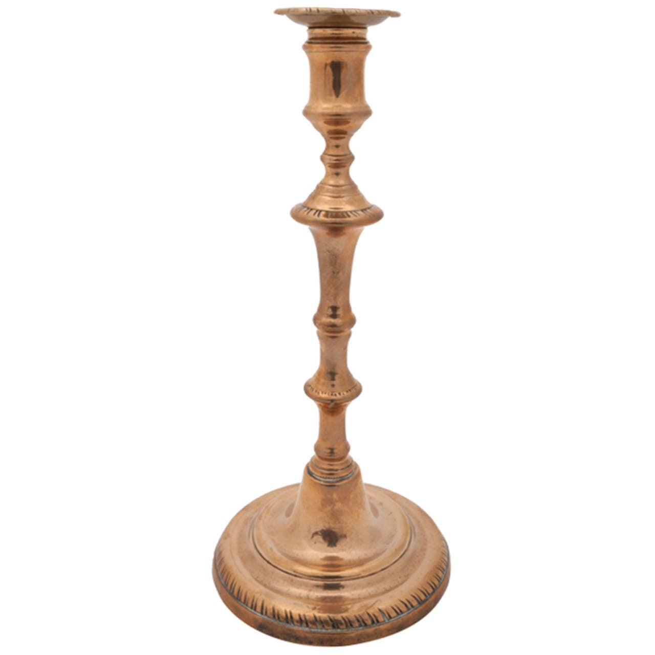A good early George III period bell metal candlestick  For Sale