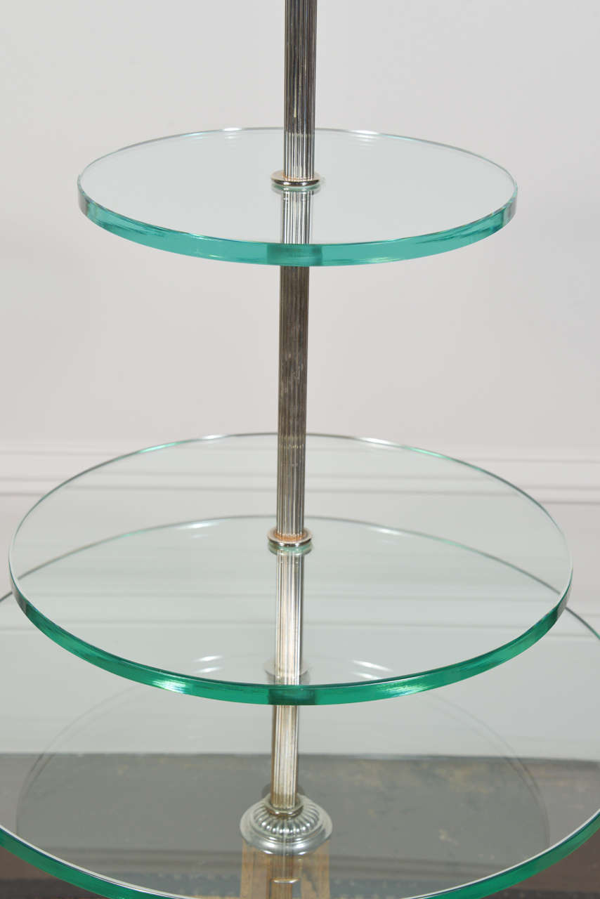 20th Century 3 Tiered Glass And Nickel Dessert Table