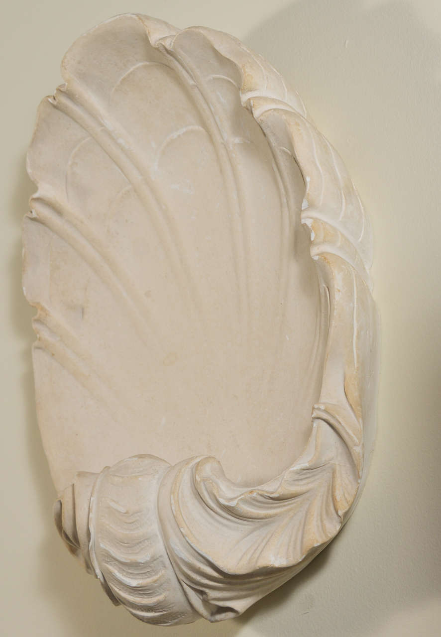 Pair Of Plaster Shell Sconces 5