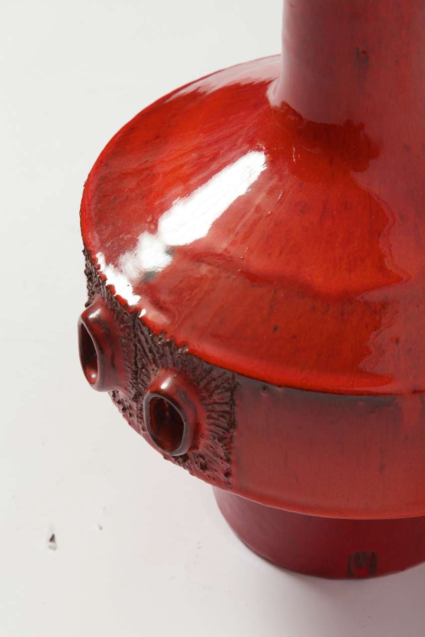 Mid-Century Modern Large Rogier Vandeweghe Red Ceramic Amphora Vase,Belgium 1960s For Sale
