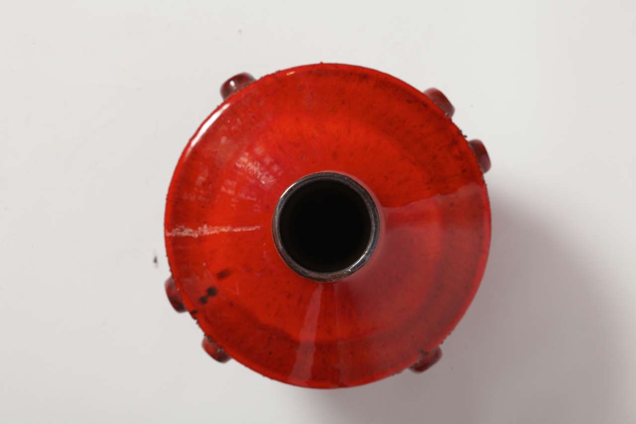 Belgian Large Rogier Vandeweghe Red Ceramic Amphora Vase,Belgium 1960s For Sale