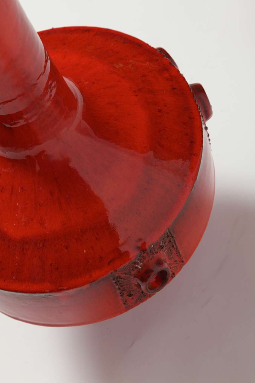 Glazed Large Rogier Vandeweghe Red Ceramic Amphora Vase,Belgium 1960s For Sale