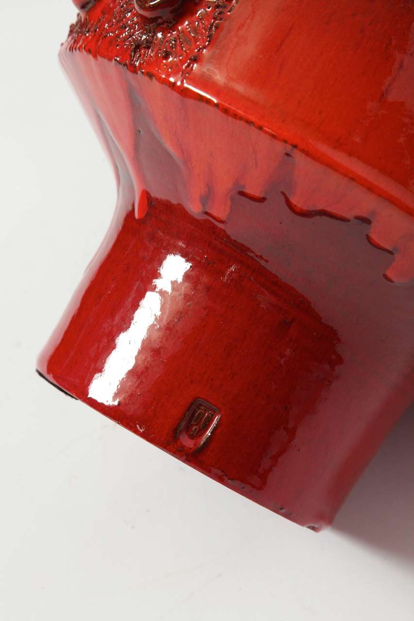 Large Rogier Vandeweghe Red Ceramic Amphora Vase,Belgium 1960s In Excellent Condition For Sale In Antwerp, BE