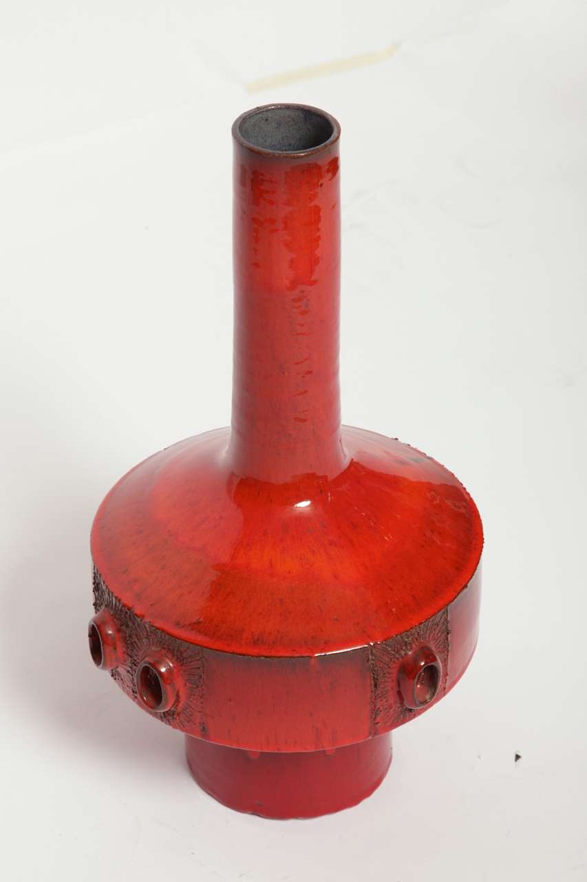 Mid-20th Century Large Rogier Vandeweghe Red Ceramic Amphora Vase,Belgium 1960s For Sale