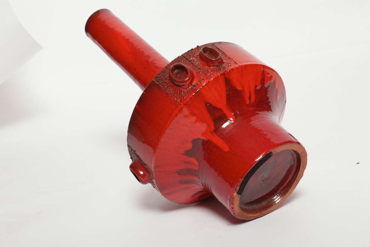 Large Rogier Vandeweghe Red Ceramic Amphora Vase, Belgium 1960s For Sale 2