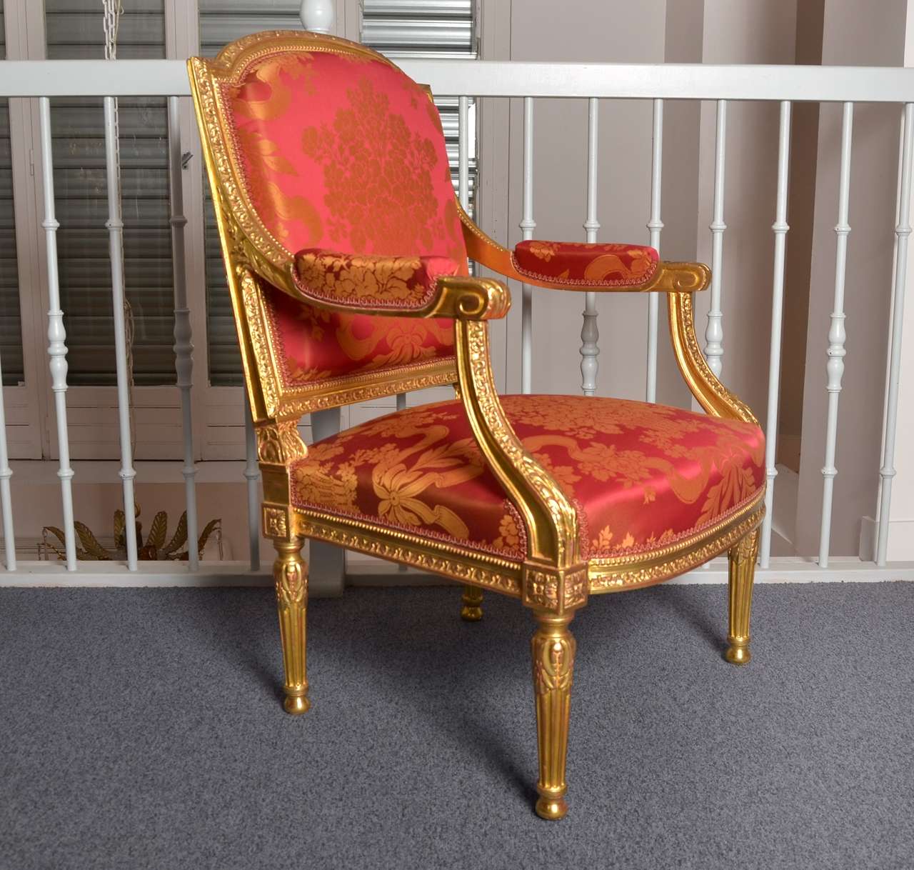 Louis XVI Gorgeous Set Of 6 Gilded Wood Armchairs For Sale