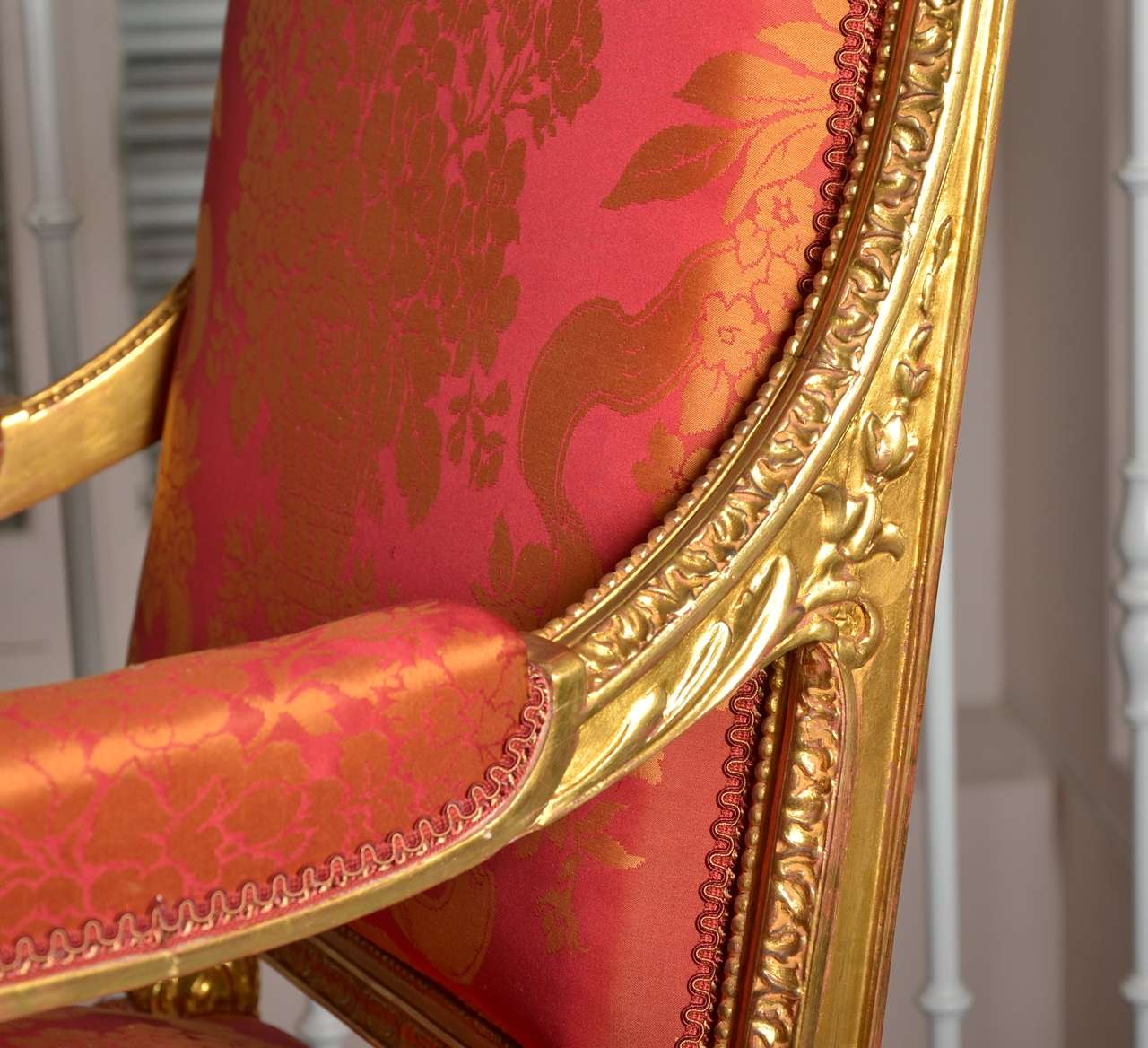 19th Century Gorgeous Set Of 6 Gilded Wood Armchairs For Sale