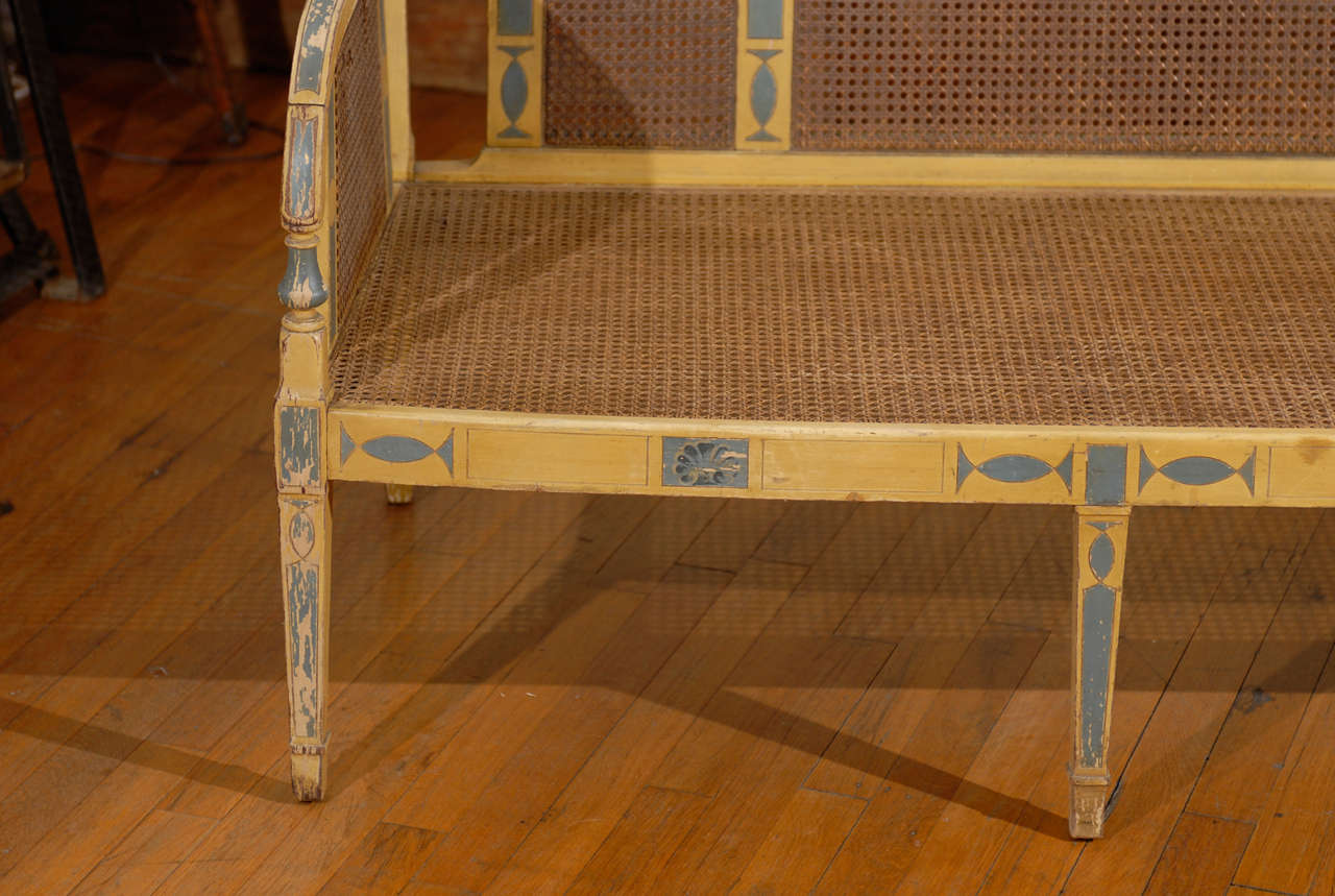 Louis XVI Cane and Painted Settee 1