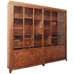  Burlwood Glass-Front Cabinet Bookcase