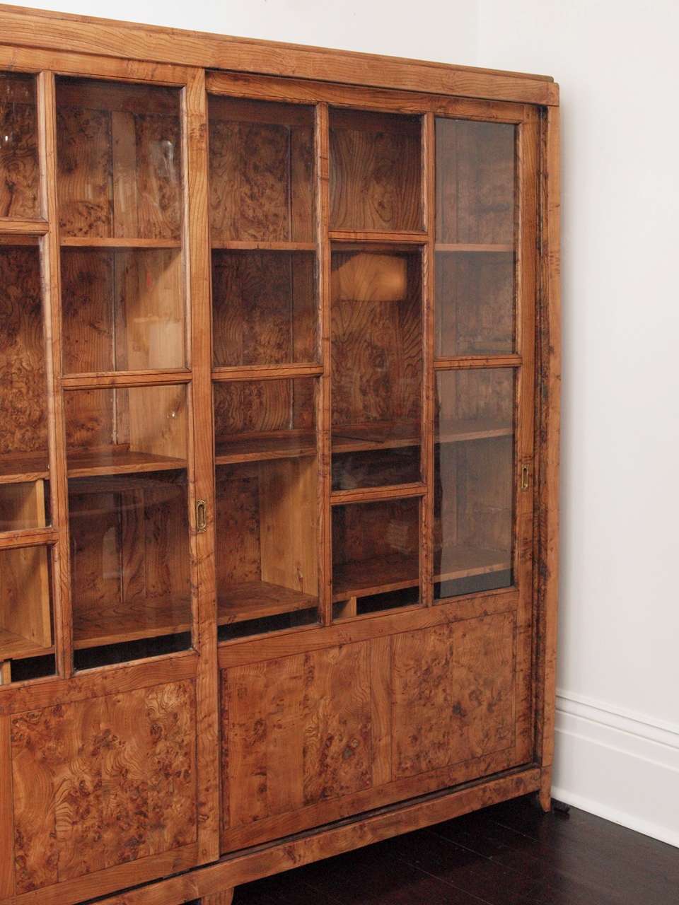 Burlwood GlassFront Bookcase For Sale at 1stdibs
