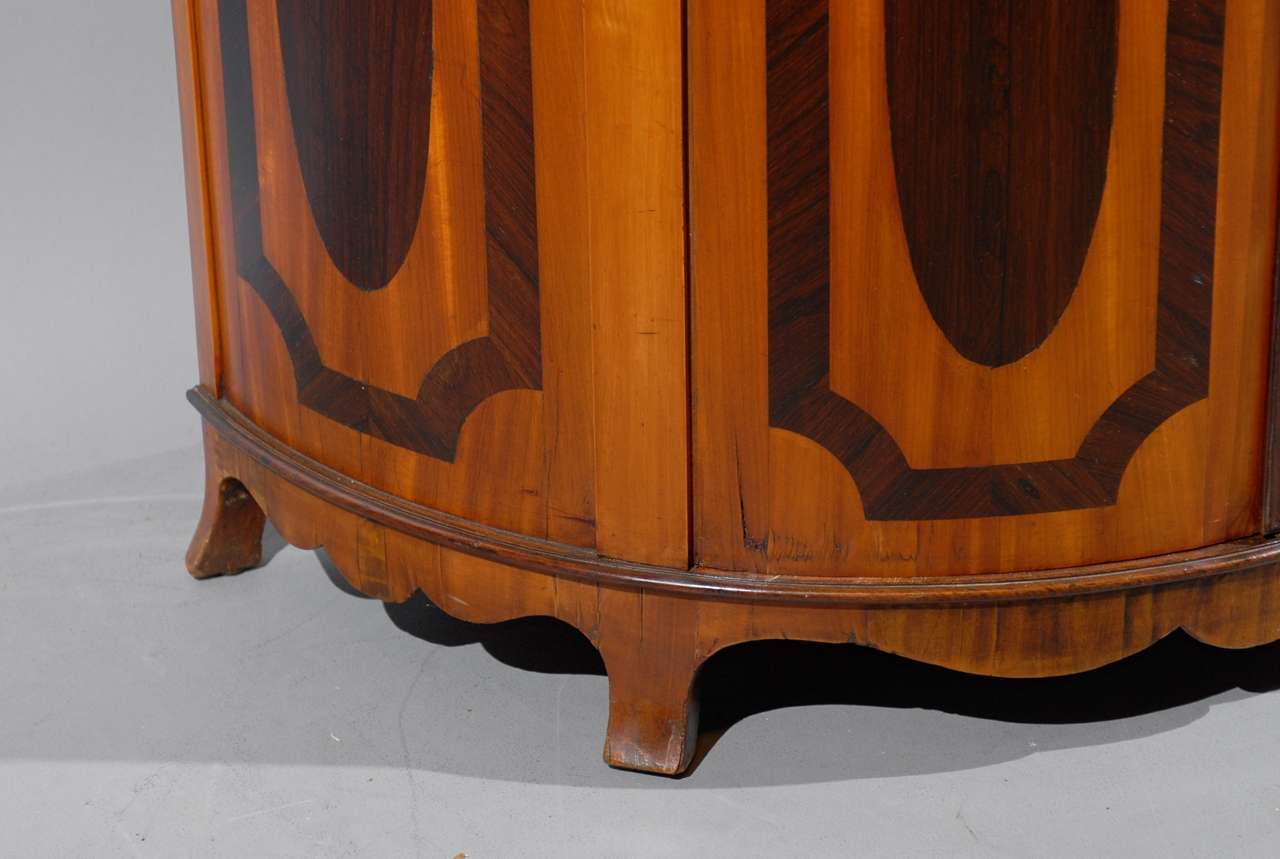 19th Century Biedermeier Demi-Lune Cabinet in Fruitwood and Rosewood.  3