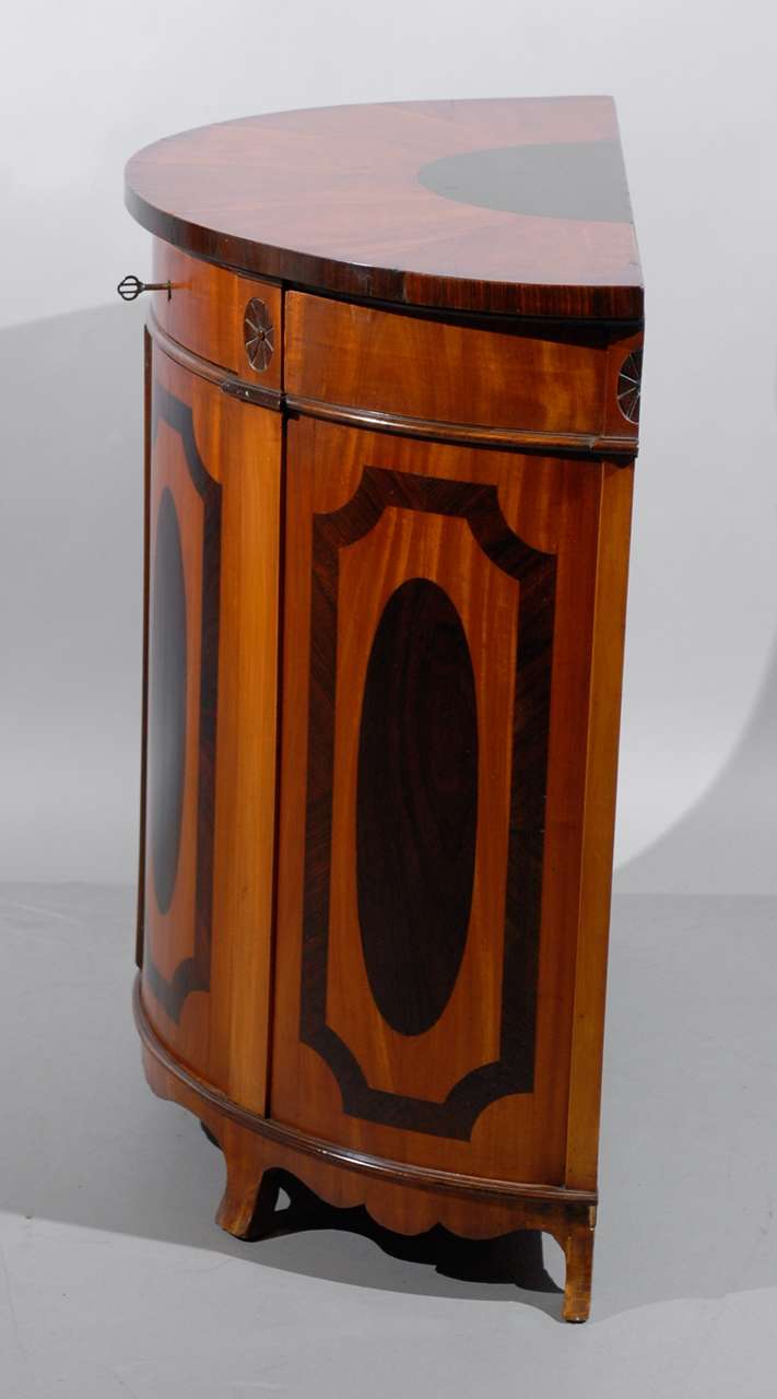 19th Century Biedermeier Demi-Lune Cabinet in Fruitwood and Rosewood.  4