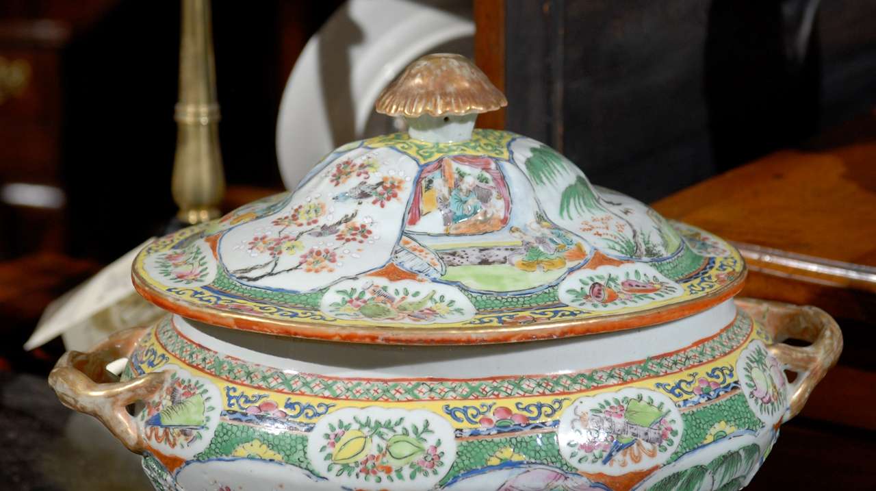antique soup tureen with lid