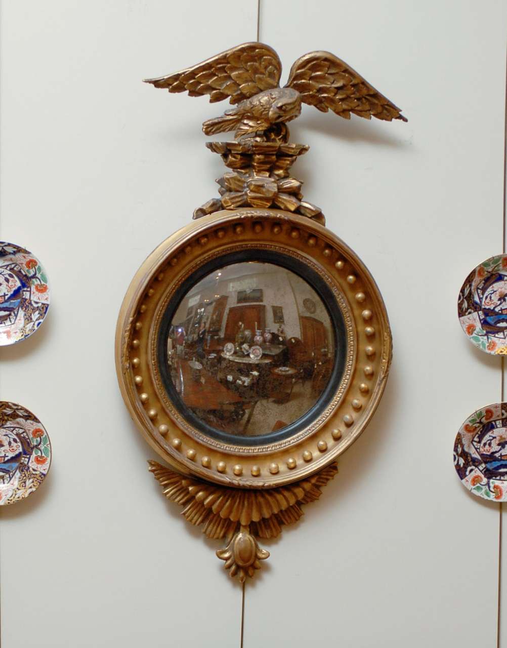 English Bull's Eye Convex Mirror with Eagle Crest 3