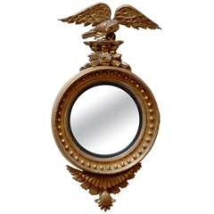 English Bull's Eye Convex Mirror with Eagle Crest