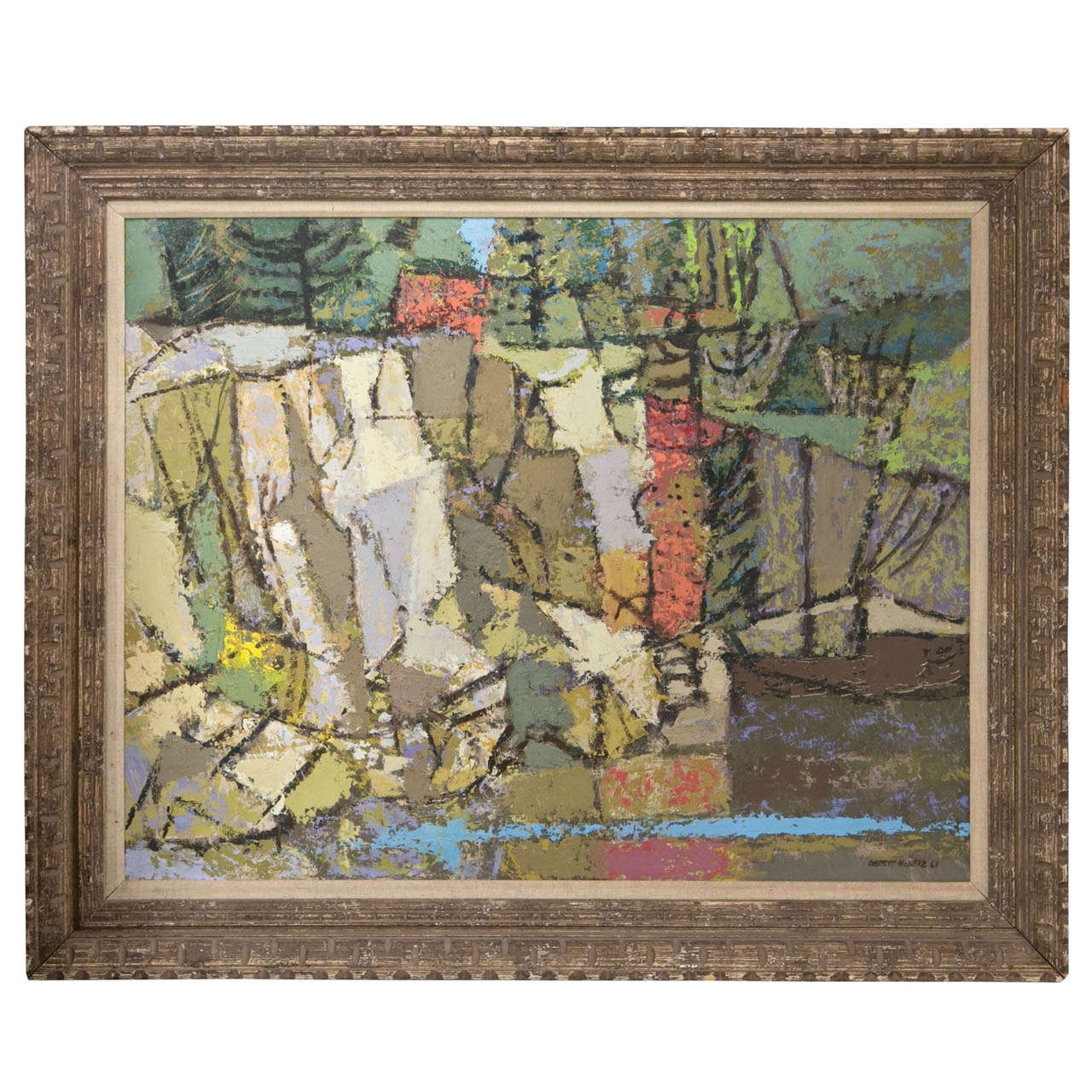 Mid-Century Abstract Oil Painting by Everett C. McNear