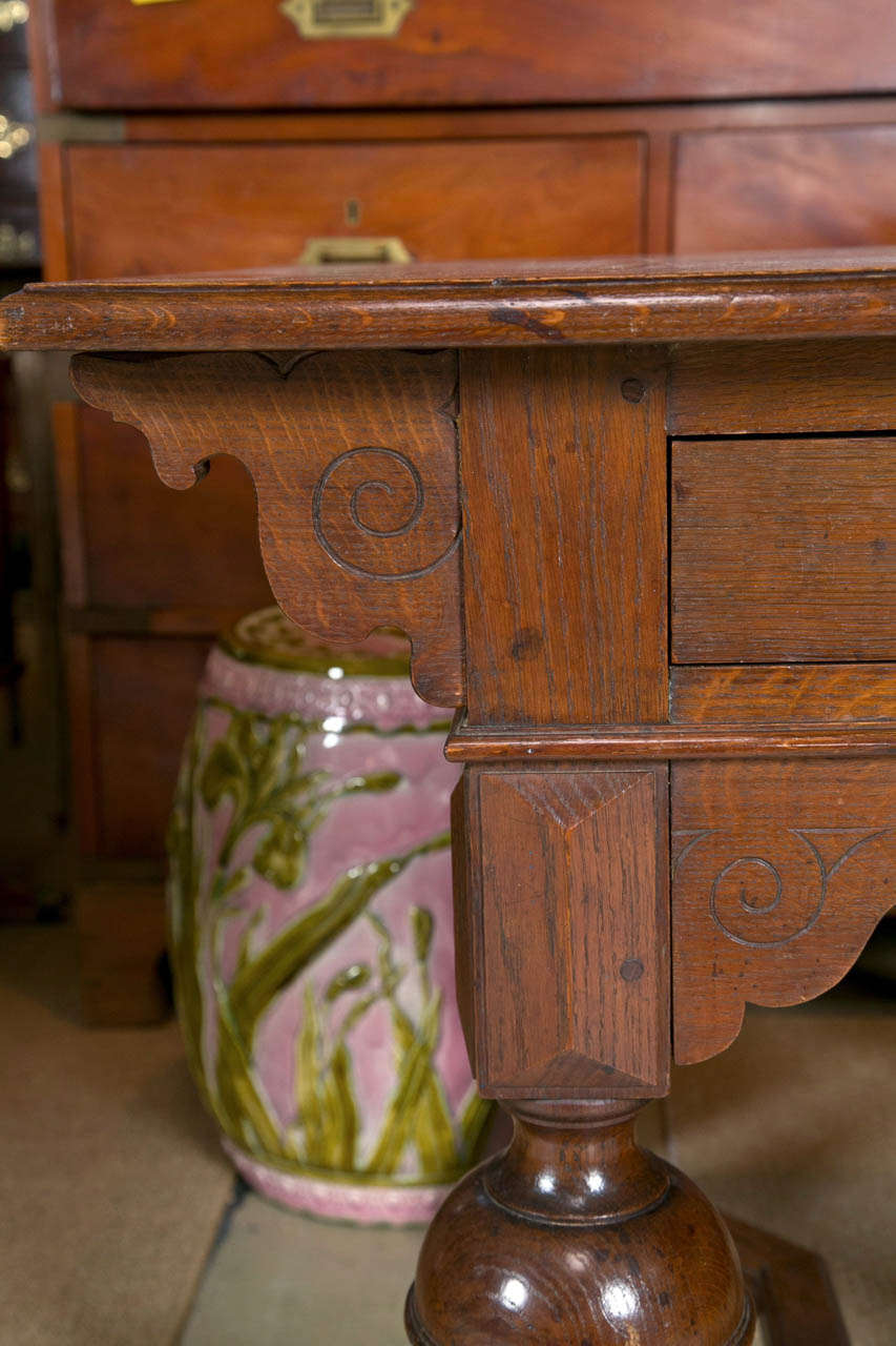 18th c. Oak Jacobean Hall Table w/ single Drawer 1