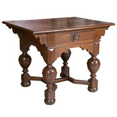 18th c. Oak Jacobean Hall Table w/ single Drawer