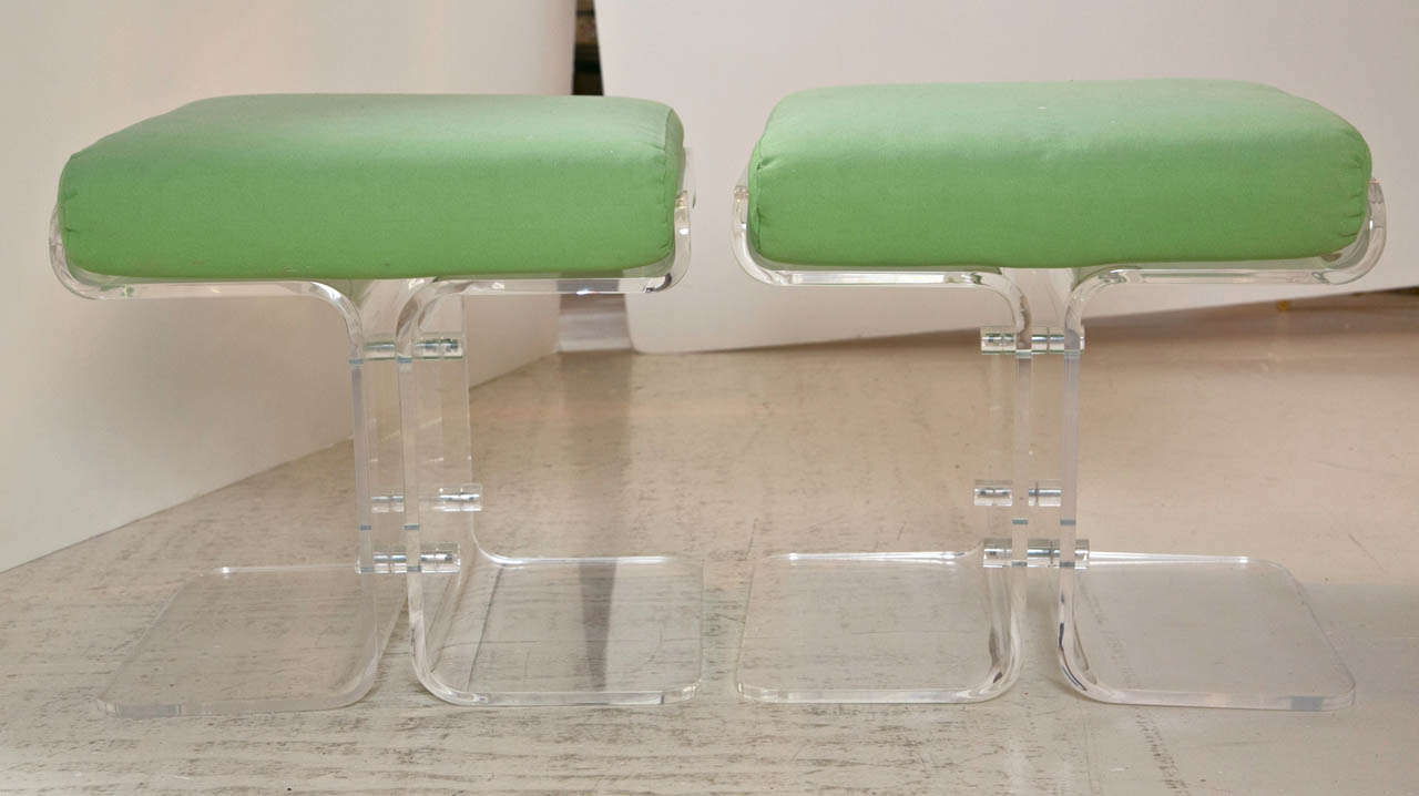 Pair of Lucite Butterfly Stools 2