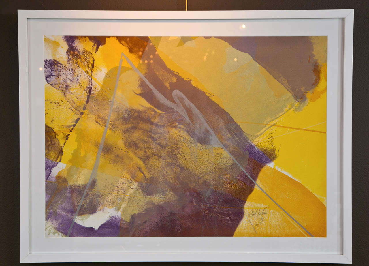Yellow, Purple, Lavender Paul Jenkins Original Lithograph For Sale 1
