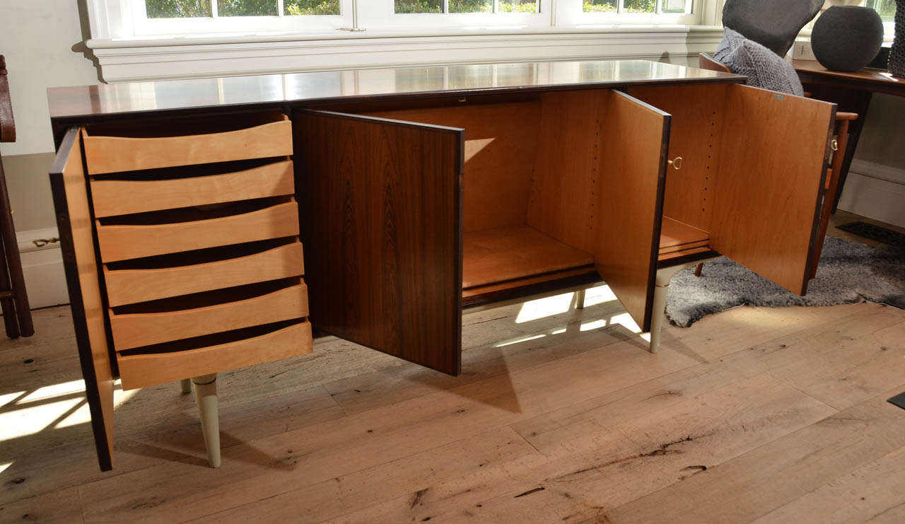 Mid-Century Scandinavian Rosewood  Credenza in the Style of Gunni Omann In Excellent Condition In Sag Harbor, NY