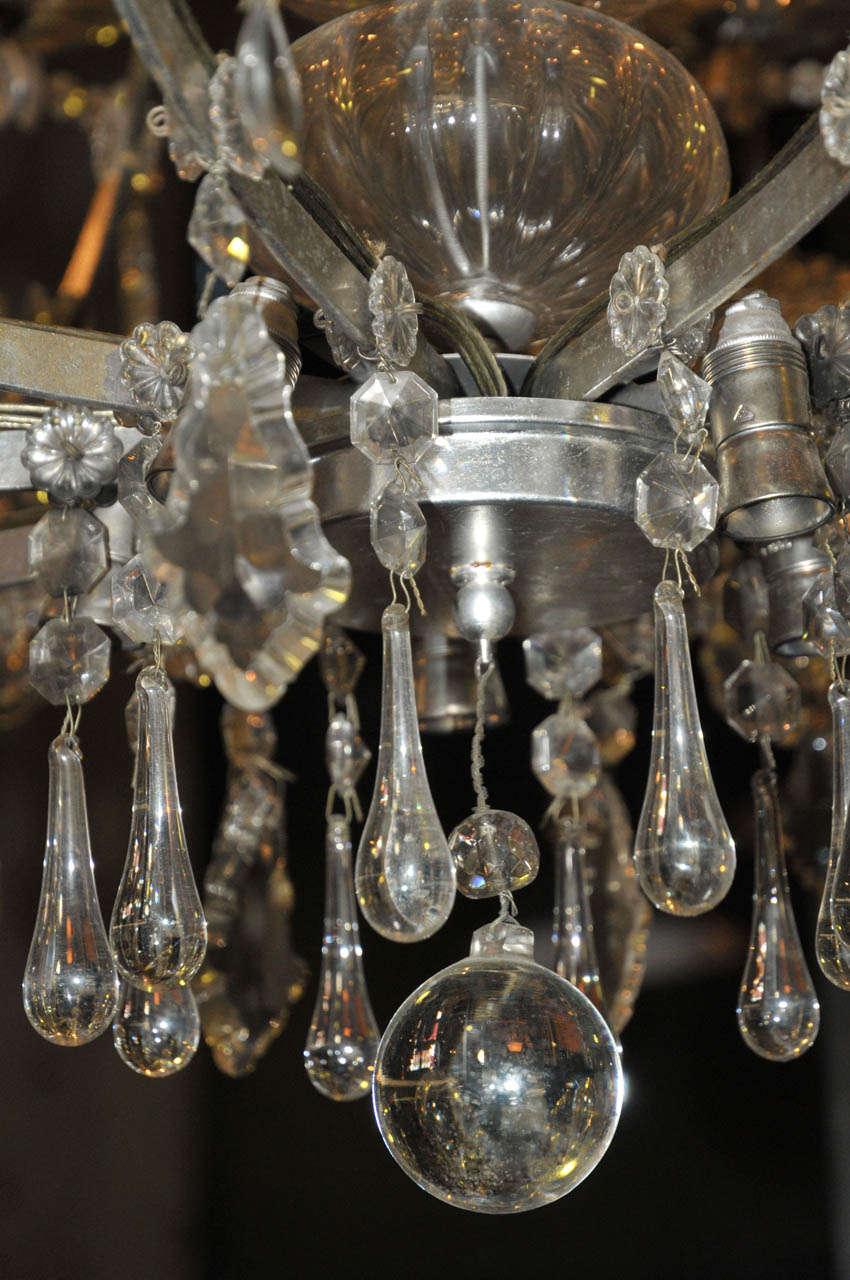 Silvered Pair of 1960's Chandeliers For Sale