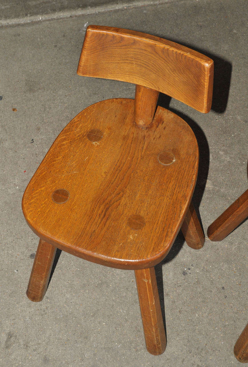 Mid-20th Century Set of Six 1960's Solide Oak Chairs For Sale