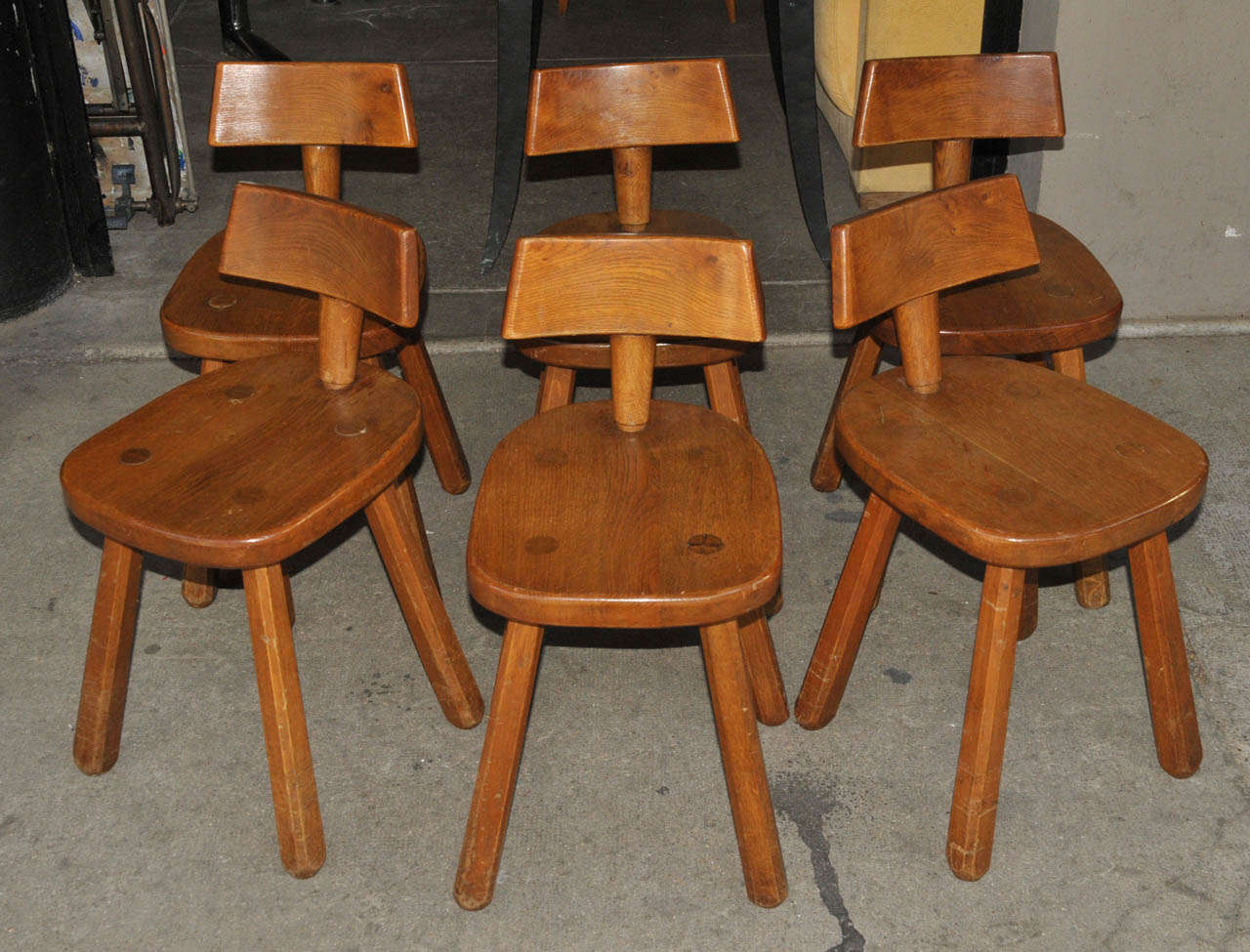 Set of Six 1960's Solide Oak Chairs For Sale 1