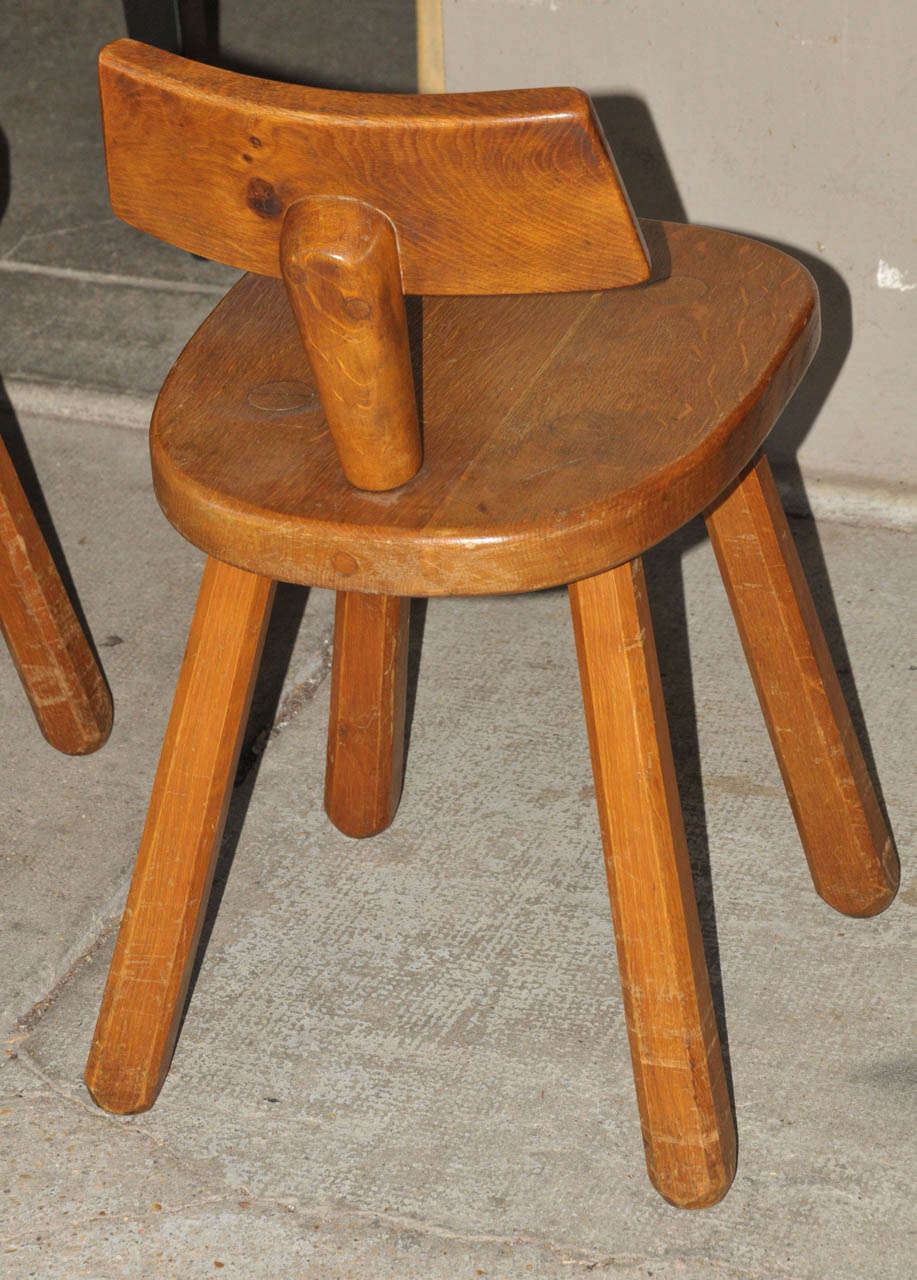 Set of Six 1960's Solide Oak Chairs For Sale 4