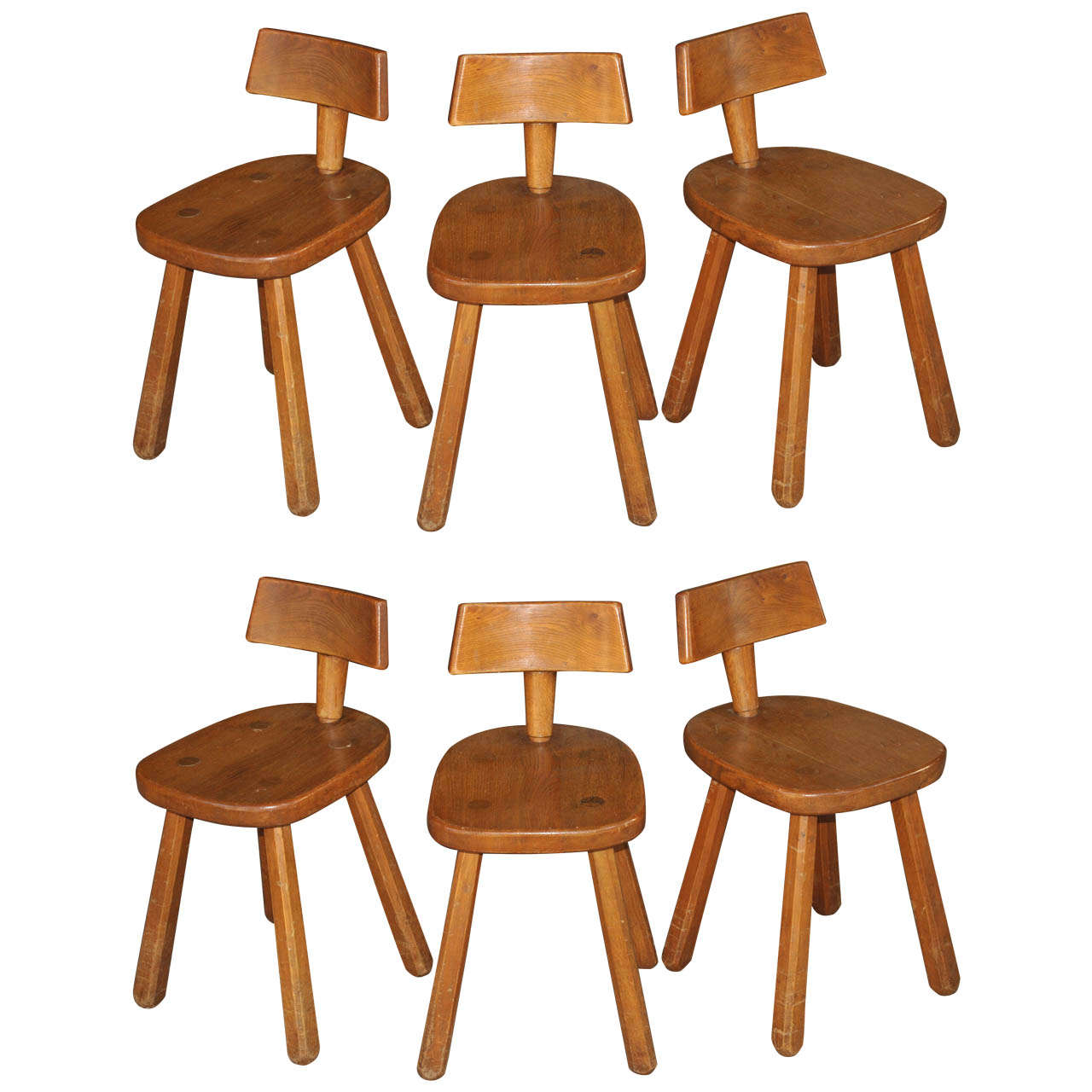 Set of Six 1960's Solide Oak Chairs For Sale