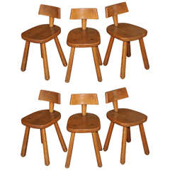 Set of Six 1960's Solide Oak Chairs