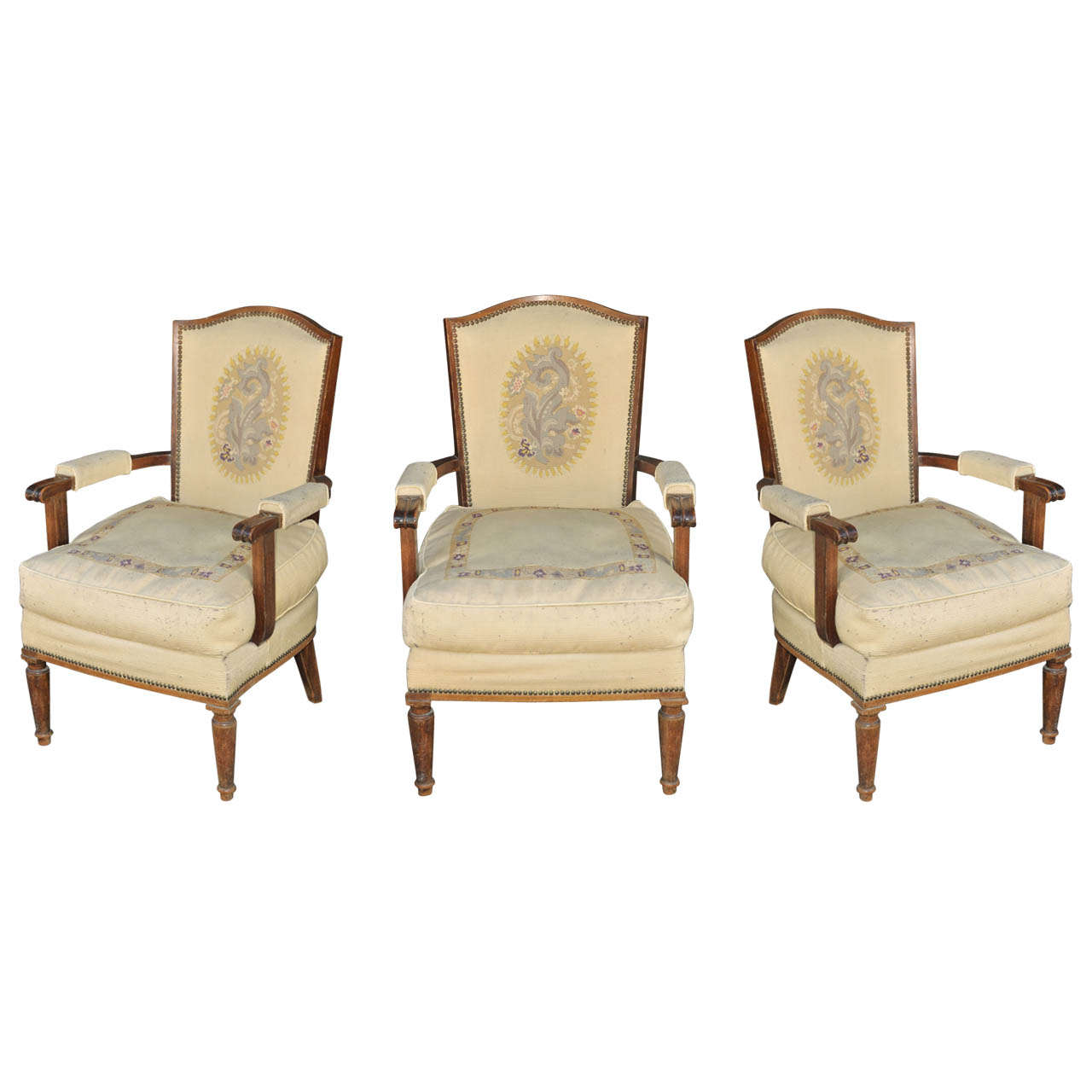 Set of three 1940-1950's Armchairs For Sale