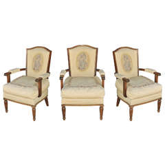 Set of three 1940-1950's Armchairs