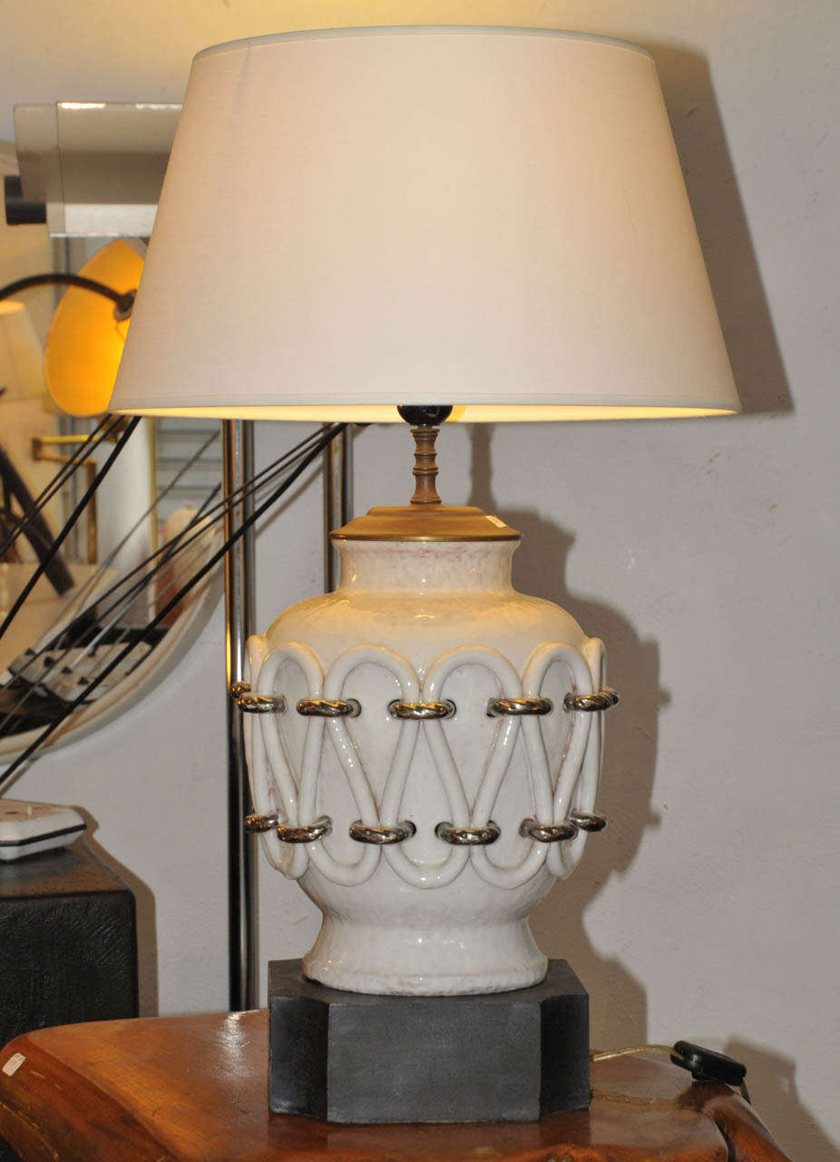 French 1950's Ceramic Table Lamp For Sale