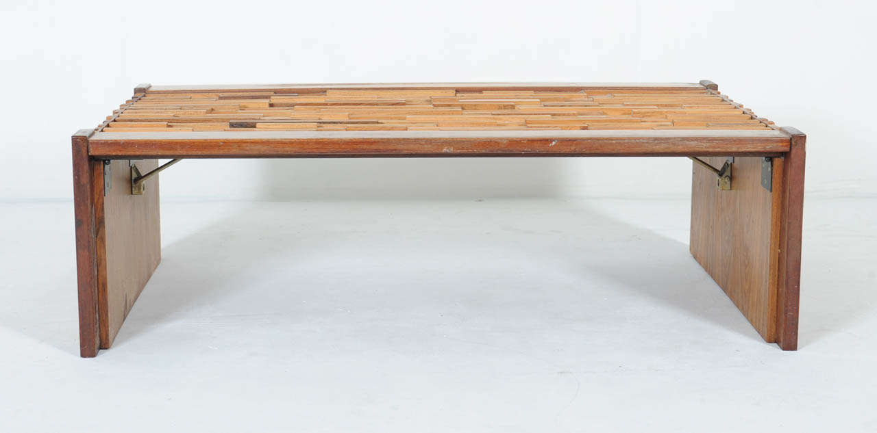 Percival Lafer Brazil Brutalist Jacaranda wood coffee table.