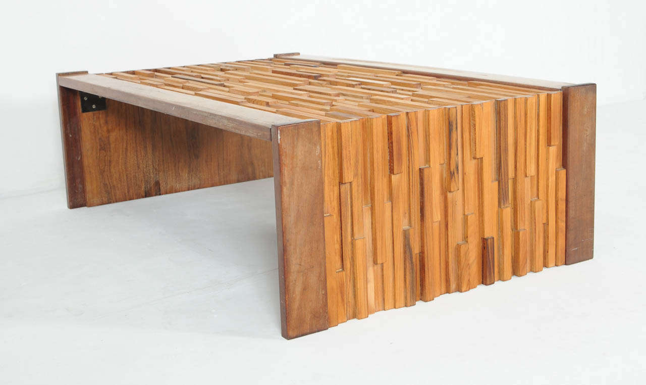 Mid-20th Century Percival Lafer Brazilian Brutalist Jacaranda Coffee Table For Sale