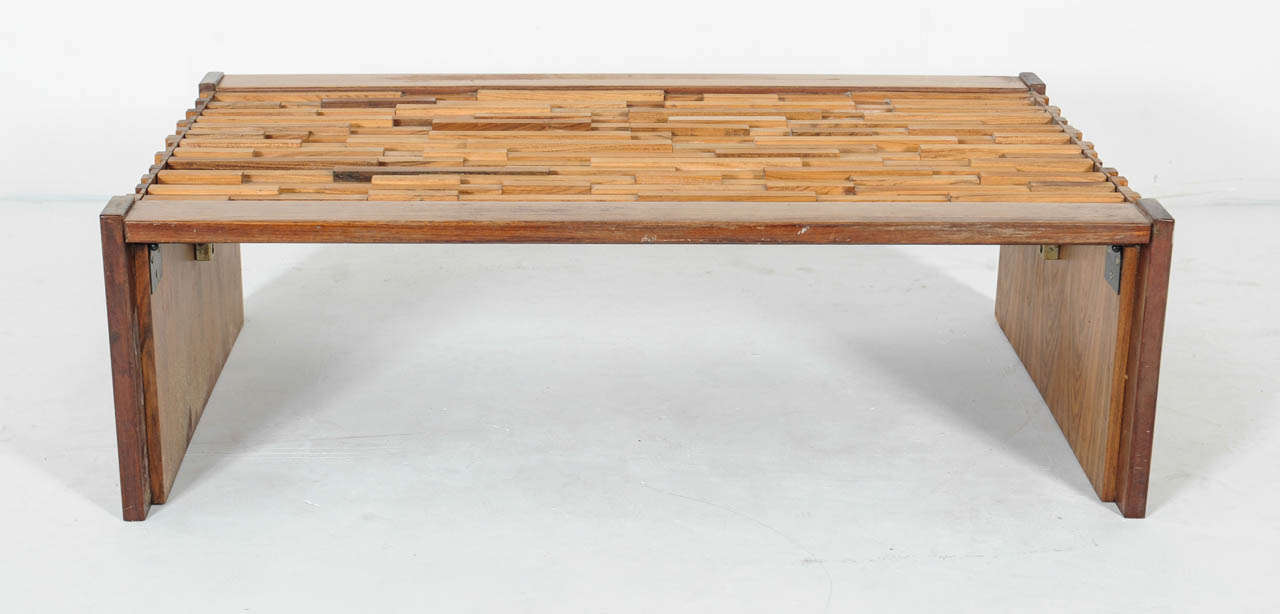 Glass Percival Lafer Brazilian Brutalist Jacaranda Coffee Table For Sale