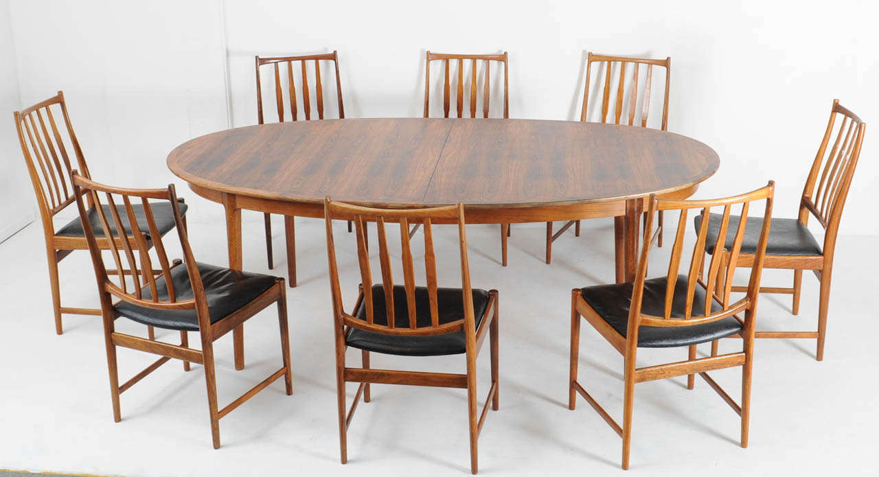 Rosewood Dining Table and Eight Chairs Model 
